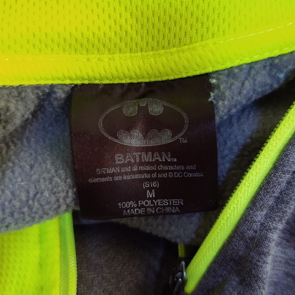 DC Comic Batman Half Zip Pullover Lightweight Fleece Grey Sweatshirt Sz - Medium - Picture 6 of 7